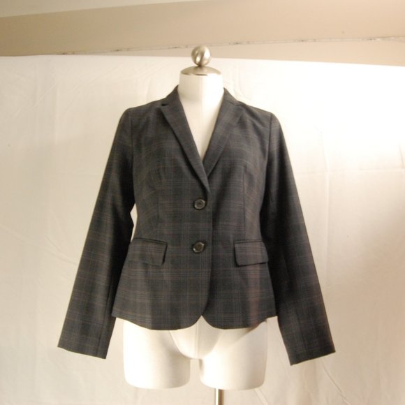Talbots 2 Button Notch Collar Plaid Jacket
